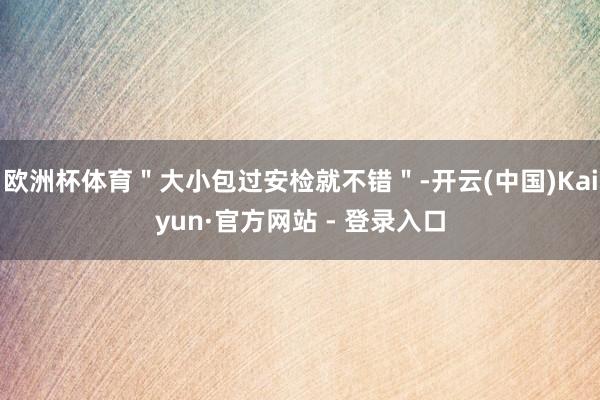 欧洲杯体育＂大小包过安检就不错＂-开云(中国)Kaiyun·官方网站 - 登录入口