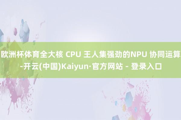 欧洲杯体育全大核 CPU 王人集强劲的NPU 协同运算-开云(中国)Kaiyun·官方网站 - 登录入口